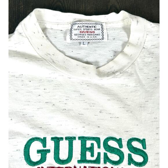 Vtg Guess T-Shirt Men's L White Graphic 80s 90s Georges Marciano Streetwear USA - Picture 4 of 7